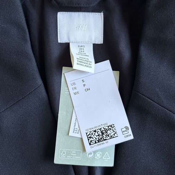 NWT H&M Women’s Black Single Button Long Blazer Size Small - Picture 4 of 9